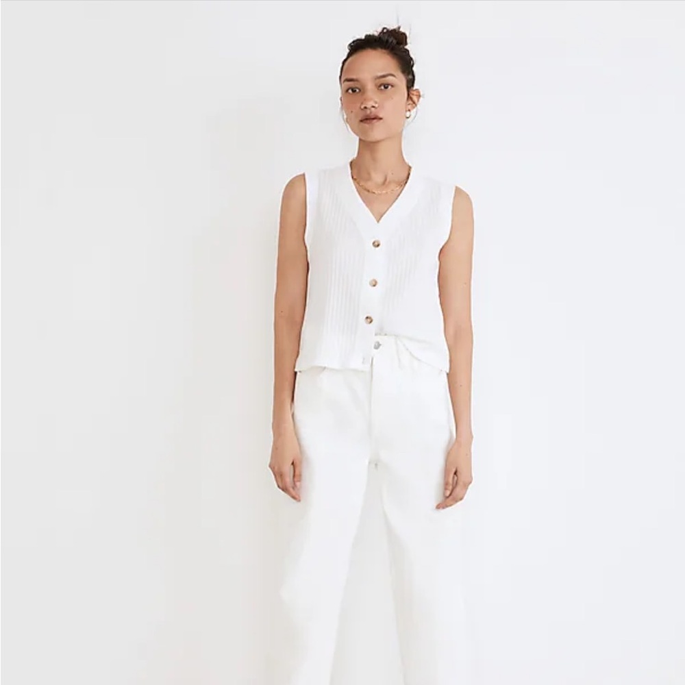 Madewell Pointelle Button-Front Crop Tank (M)